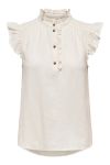 JDY - Top - Say S/L Linen Frill Top - Snow White