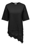 JDY - T-shirt - Alma 2/4 Lace Detail T-shirt - Black 