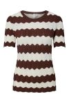 Y.A.S - T-shirt - Bee SS Knit Top - Birch W. Brown Stripes (Levering midt april)
