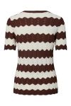 Y.A.S - T-shirt - Bee SS Knit Top - Birch W. Brown Stripes (Levering midt april)