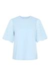 Y.A.S - T-shirt - Lex SS Top W. EMB Sleeves - Clear Sky