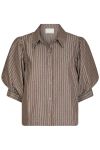 Neo Noir - Bluse - Etta Soft Stripe Stone Shirt - Brown
