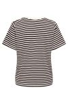 JDY - T-shirt - Pisa S/S Print top - Cloud Dancer - Chicory Coffee stripes - Red heart