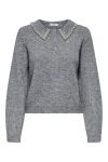 JDY - Strik - April Life L/S Pearl Collar - Medium Grey Melange