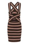 Gestuz - Kjole - ShilaGZ Short Dress - Brown/Black Striped