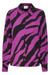 Gestuz - Bluse - BothildeGZ Zipper Blouse - Maxi Zebra Black/Byzantium
