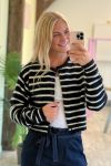Gestuz - Cardigan - DebbieGZ Short Cardigan - Black/White Striped