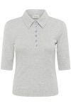 Gestuz - T-shirt - GZdrew Polo Mel Top - Grey Mélange