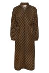 Gestuz - Kjole - LithildeGZ Long Dress - Brown Graphical Logo