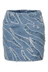 Gestuz - Nederdel - LarisaGZ MW Mini Skirt - Frayered Denim Blue