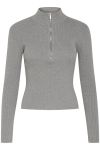Gestuz - Bluse - YasmiaGZ Zipper Pullover - Grey Melange