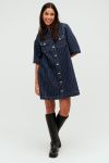 Global Funk - Kjole - Mira-G Dress - Navy Pinstripe