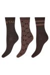 ❤︎ Hype The Detail - Strømper - HTD Fashion Sock 3-Pack In Box - Brun 