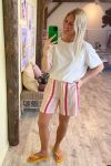 Ichi - Shorts - IH Vera Sho5 - Carmine Multi Stripe