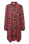 Ichi - Kjole - IX Liv Dress - Black W. Shocking P. flowers