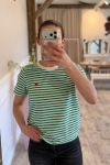 JDY - T-shirt - Pisa S/S Print Top - Cloud Dancer/New Stripe Jelly Bean And BS Heart