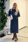 Mads Nørgaard - Kjole - Luke Denim Viola Dress Block - Mid Blue Denim