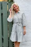 A-View - Kjole - Linen Stripe Dress - Army/White