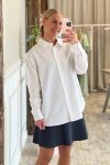 Pieces - Skjorte - Poppy Oxford Loose Shirt - Bright White