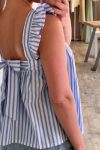 Continue - Top - Lulu Bow - Small Blue Stripe