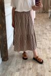 Continue - Nederdel - Maja Skirt Small Stripe - Brown Small Stripe