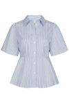 Neo Noir - Bluse - Janelle Stripe Shirt - Blue/Brown Stripe