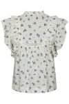 Neo Noir - Top - Jayla Small Blossom Top - White Blue (Levering midt april)