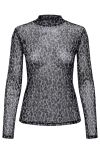 JDY - Bluse - JDY Elsa L/S Highneck Mesh Top - Black