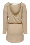 JDY - Kjole - JDY Josefine L/S Open Back Dress - Sandshell