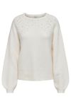 JDY - Strik - JDY Pearl L/S Raglan Pearl Pullover - White