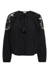 JDY - Bluse - JDY Bianca L/S Emb Top - Black/Peyote Emb