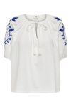 JDY - Bluse - JDY Bianca 2/4 Emb Top - Cloud Dancer/Surf The Web