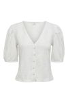 JDY - Bluse - Carmen 2/4 Button Top - Cloud Dancer