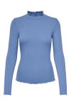 JDY - Bluse - JDY Fransiska L/S Highneck Top - Riviera