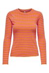 JDY - Bluse - Fransiska L/S Stripe O-Neck Top - Shocking Pink