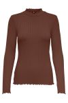 JDY - Bluse - JDY Fransiska L/S Highneck Top - Smoked Paprika