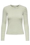 JDY - Bluse - Fransiska L/S Stripe O-Neck Top - Basil