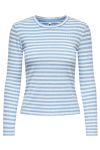JDY - Fransiska L/S Stripe O-Neck Top - Della Robbia Blue