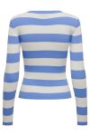 JDY - Bluse - JDY Plum L/S O-Neck Stripe Pullover - Cornflower Blue