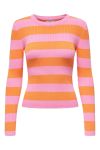 JDY - Bluse - JDY Plum L/S O-Neck Stripe Pullover - Begonia Pink
