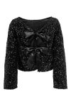 JDY - Top - Jdy Sara L/S Bow Sequins Top - Black