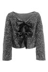 JDY - Top - Jdy Sara L/S Bow Sequins Top - Silver
