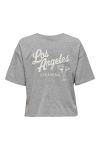 JDY - T-shirt - Cally S/S Print Top - Light Grey Melange Los Angeles