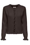 JDY - Cardigan - Letty L/S On Frill Cardigan Knit - Chocolate Torte