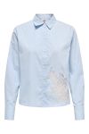 JDY - Skjorte - Flora L/S Embroidery Shirt - Cashmere Blue