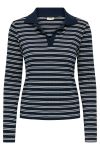 JDY - Bluse - Helga L/S Rib Polo Shirt - Navy Blazer