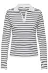 JDY - Bluse - Helga L/S Rib Polo Shirt - Cloud Dancer