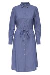 JDY - Kjole - Bubble Life L/S Midi Shirt Dress - Estate Blue