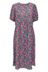 JDY - Kjole - JDY Ella 2/4 Midi Dress - Bluejay/Roses