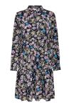 JDY - Kjole - JDY Piper L/S Shirt Dress WVN Dia - Black Iris/Purple Blue Flower 
